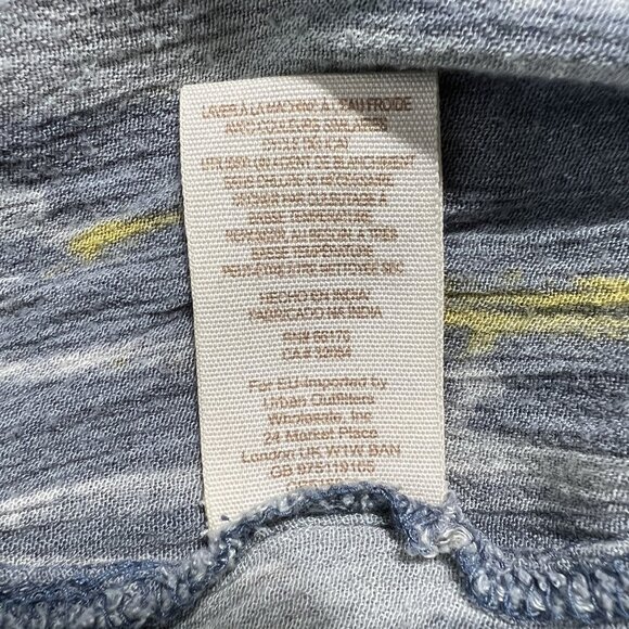 Free People Pants Womens Large Gray Blue Yellow Abstract Wide Leg Boho Lounge - Picture 14 of 15